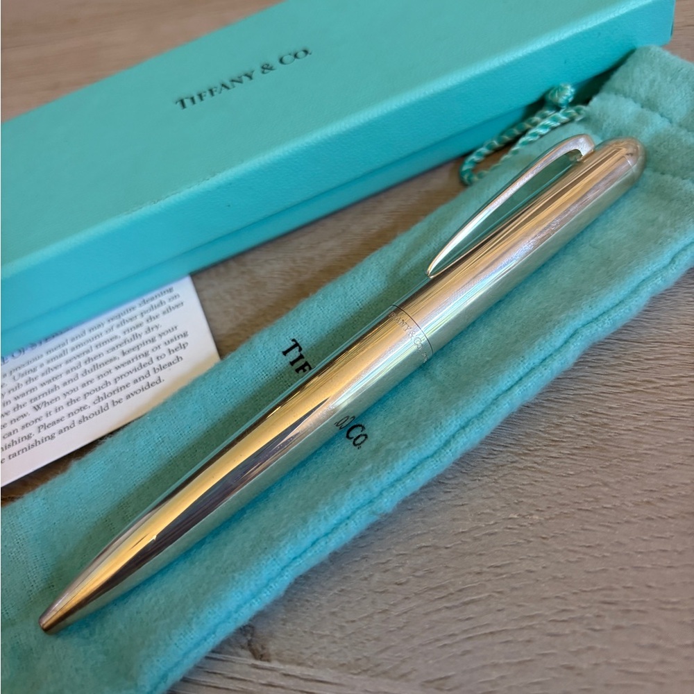 Tiffany & Co. AG 925 Germany Sterling Silver Pen with Blue Pouch and box